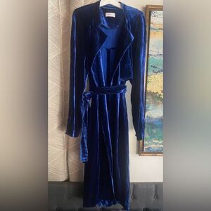 A.L.C. Velvet Trench Coat Women’s Bohemian Blue Belt ( No Size )